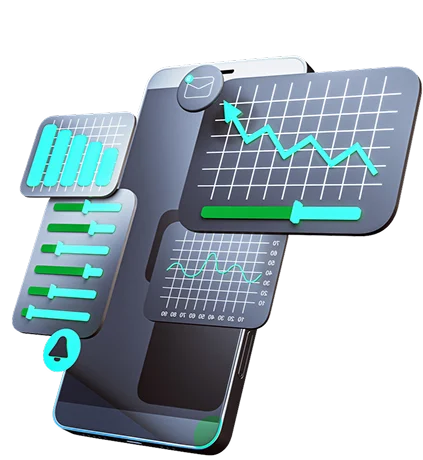 CallMiner AI phone dashboard illustration